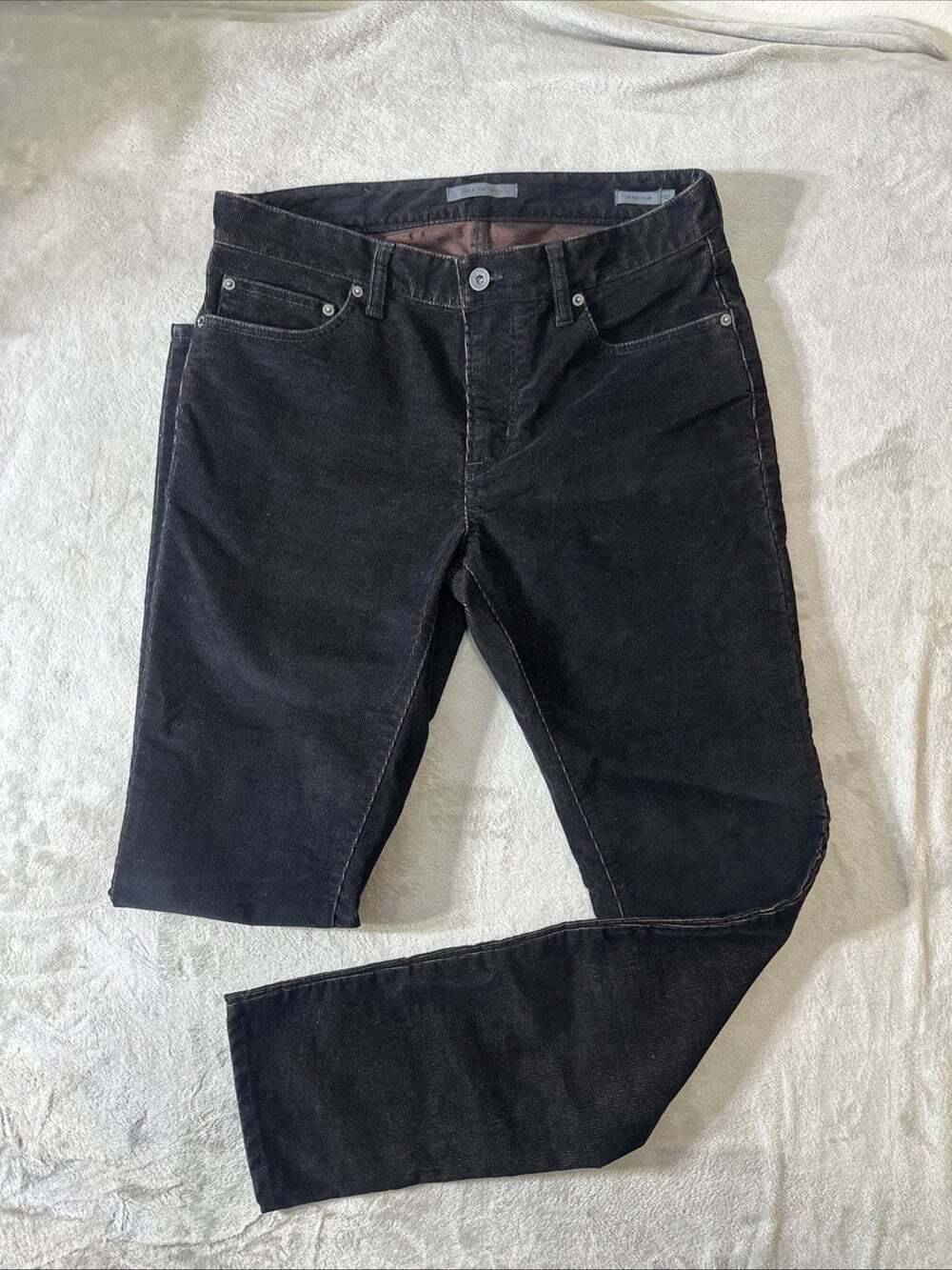 John Varvatos JV702 Mens Corduroy Jeans 32x33 Slim Fit Washed Black Pants